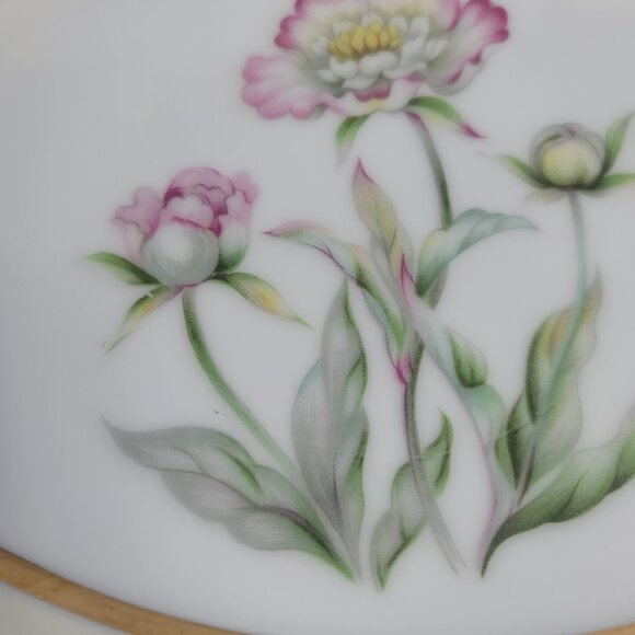 Mikado Harmony Oval Serving Platter Cream Rim Pink Floral Center - Picture 10 of 16
